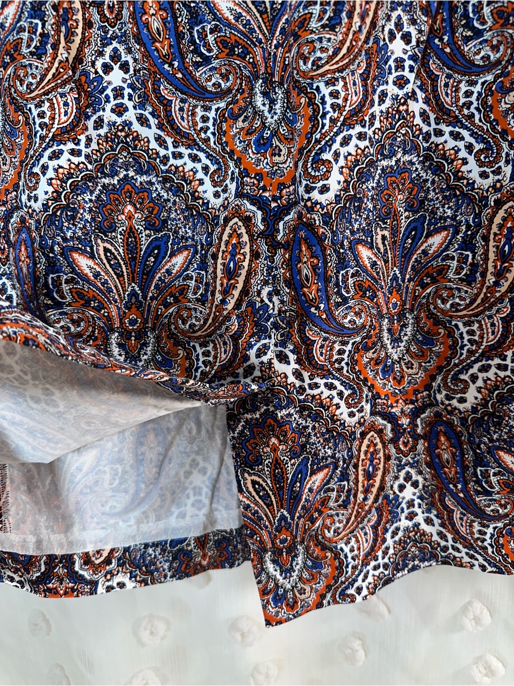 NWT J. Crew Women’s Blue, Orange & White Paisley Pencil Skirt Size 12 - Picture 5 of 7